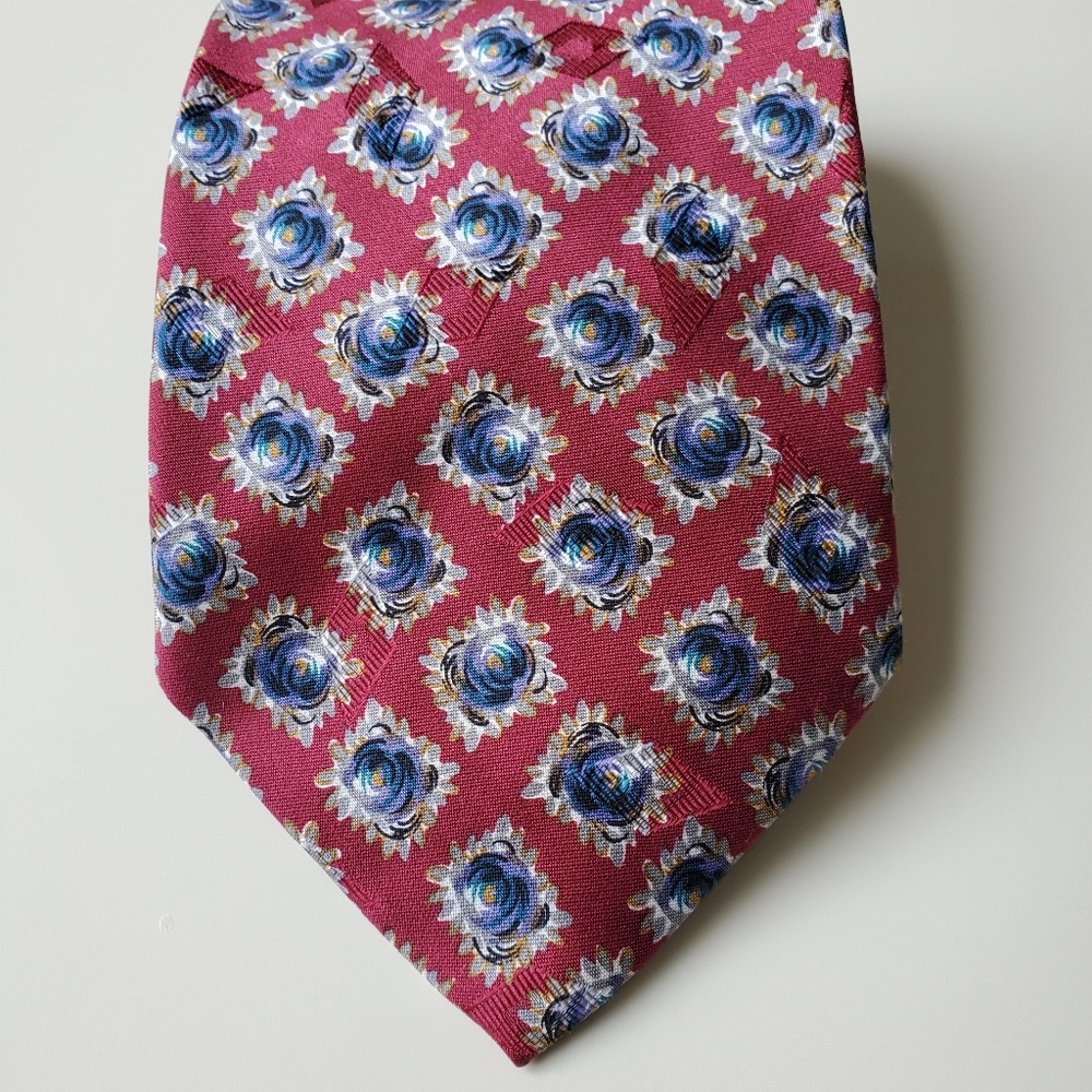 David Lawrence red/blue 100% silk tie